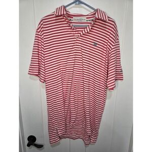 Bald Head Blues Mens Pima Cotton Striped Polo Shirt Red White Golf Cart Logo XL